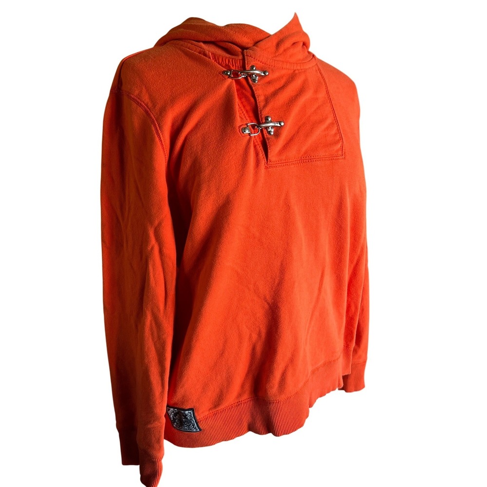 LRL Ralph Lauren Preppy Orange Nautical Toggle Hoodie Sweatshirt XL with Stripes